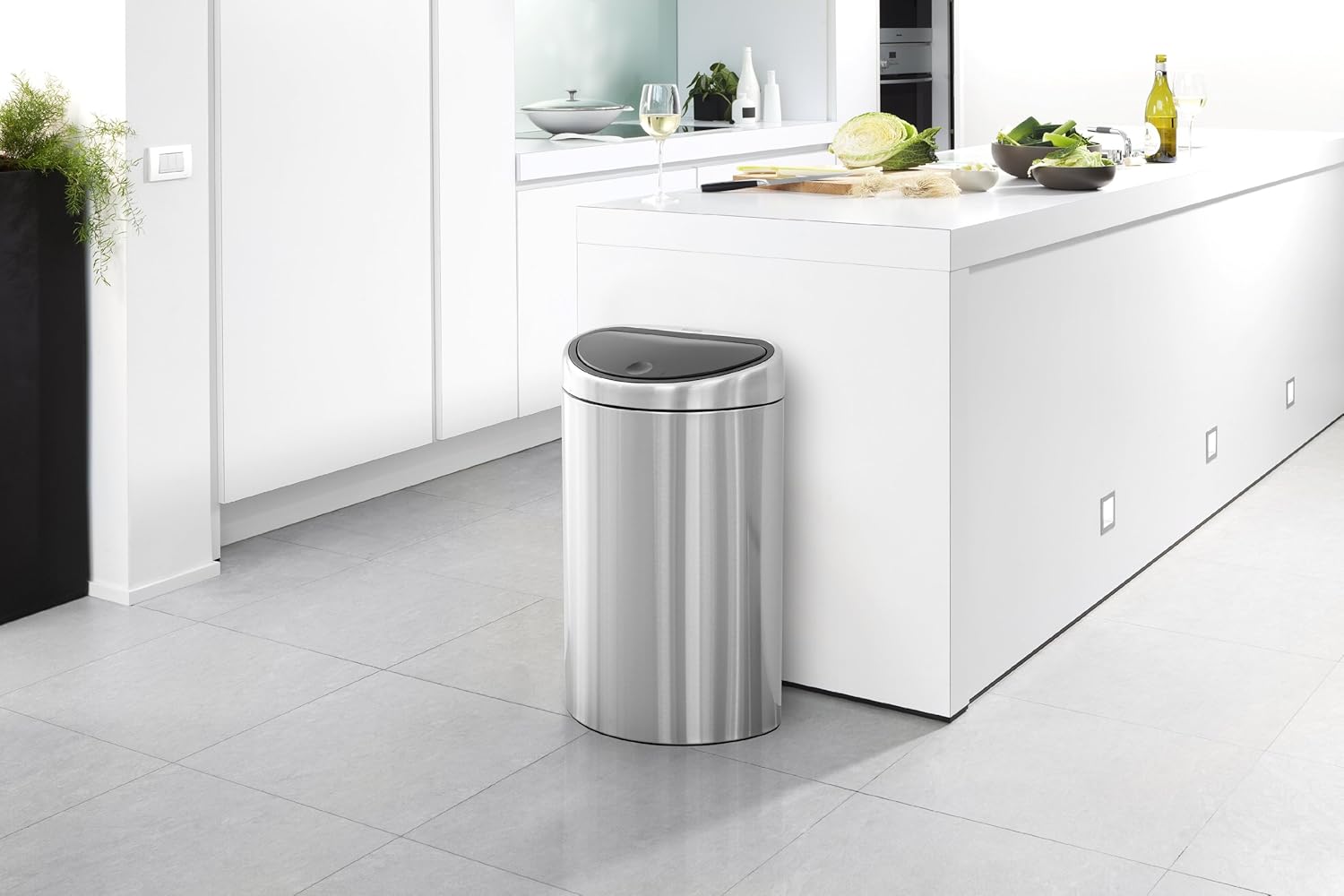 Brabantia Recycling Twin Touch Bin with Plastic Buckets, 10 L and 23 L - Matt Steel by