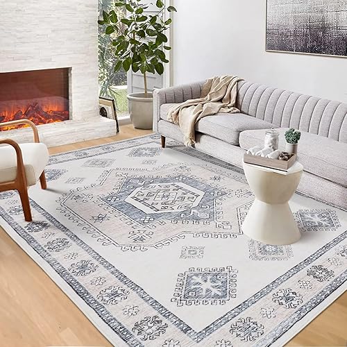 Miniatura 9 de COZYLOOM Tapete vintage de 2 x 3 pulgadas, tapete para puerta delantera, entrada, tapete pequeño con diseño floral oriental, lavable,