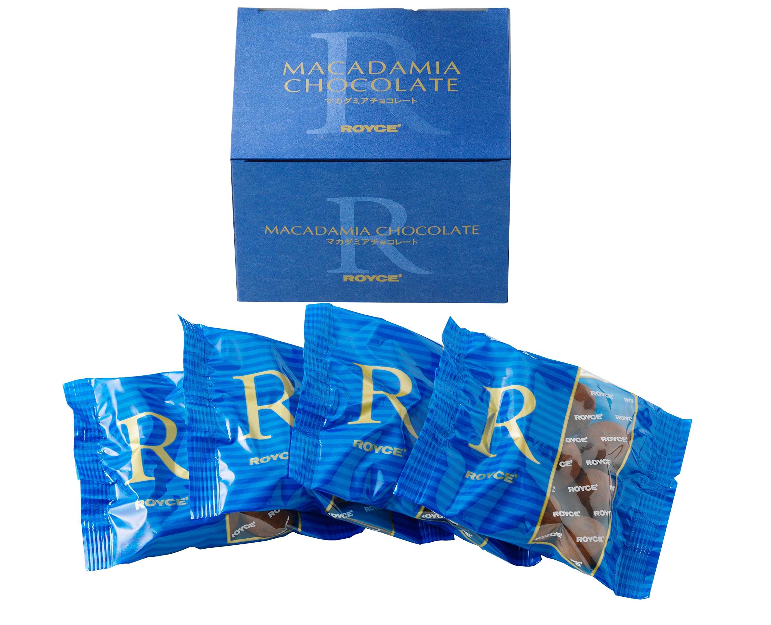 ROYCE' Macadamia Chocolate - Chocolate-Covered Savory Macadamia Nuts | Gourmet Snack for Gifting & Indulging | Japanese Chocolate from Hokkaido (4 Pouches)