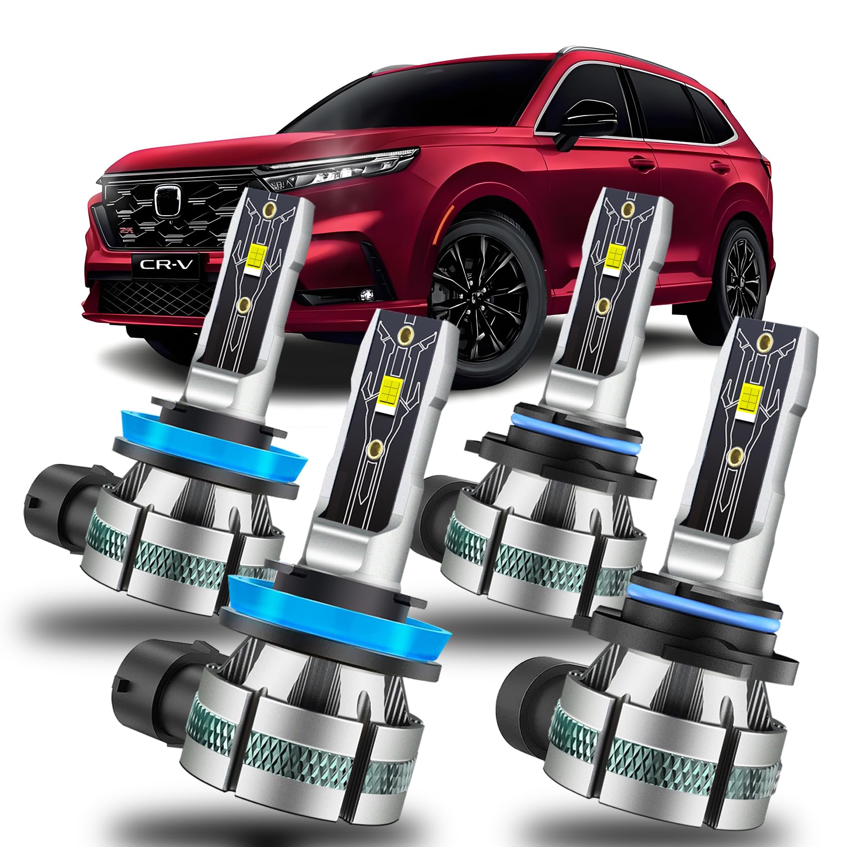 Saburcum Lights for 2015 2016 2017 2018 2019 2020 Honda CRV/CR-V Light Bulbs,1:1 as Halogen 9005/HB3 High Beam+H11/H9/H8 Low Beam or Fog Lights 6000K White 40000LM Super Bright