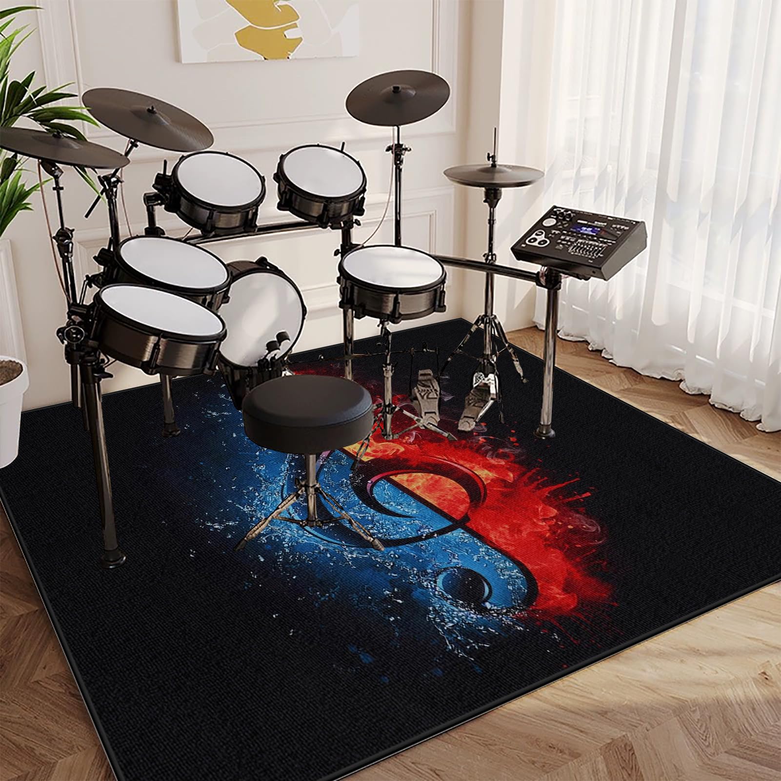 170 x 140 cm Dywan perkusyjny do perkusji i perkusji - dźwiękoszczelna mata perkusyjna antypoślizgowa - mata bębnowa - dywanik perkusyjny perkusja elektroniczna bęben basowy werbel stojaki gitary