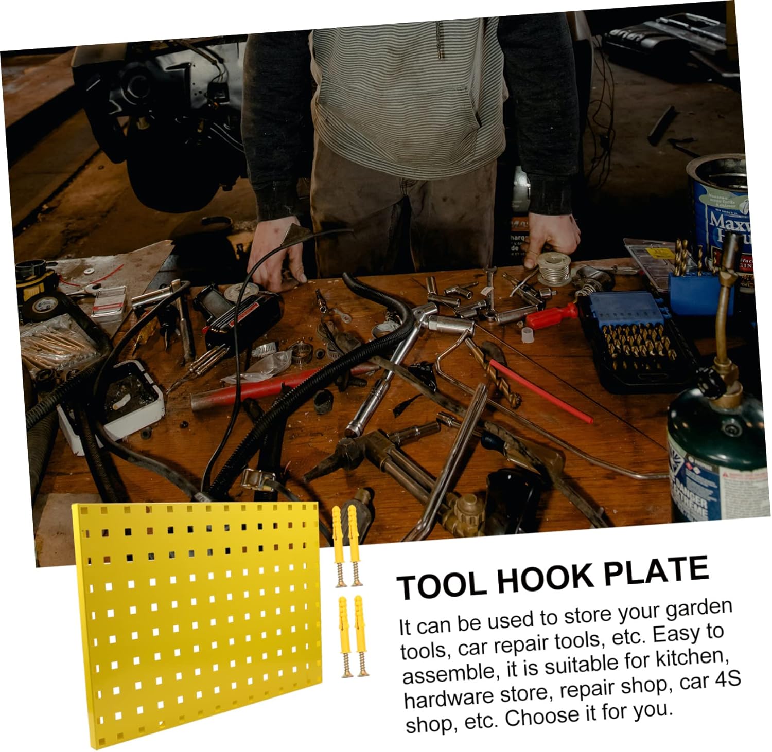 Alipis Multi-Functional Pegboard Rack Metal Tool Organization Panel for Wall Storage Includes Hooks and Bins for Garage and Craft Supplies