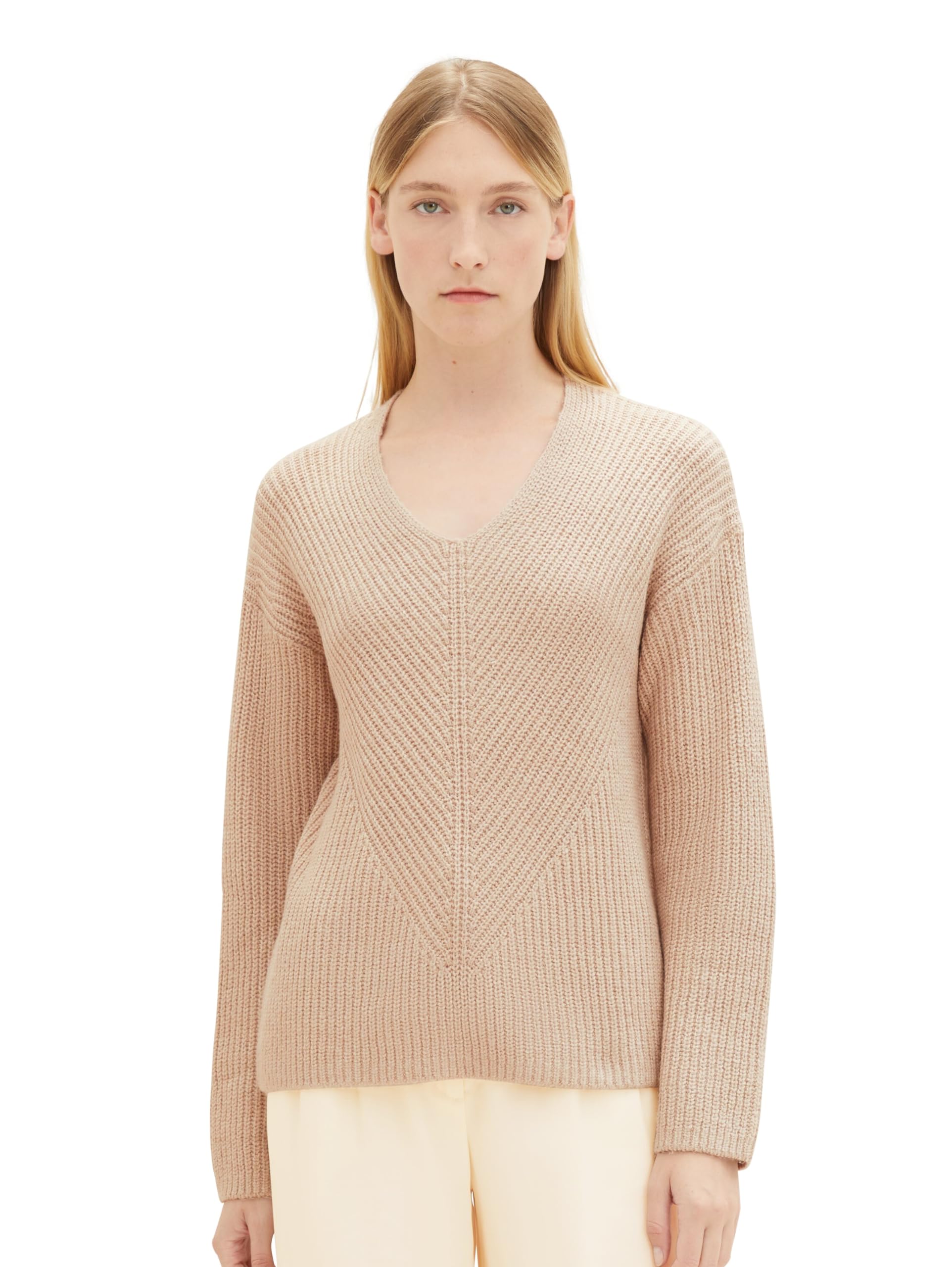 TOM TAILOR Damen Basic Pullover mit V-Ausschnitt