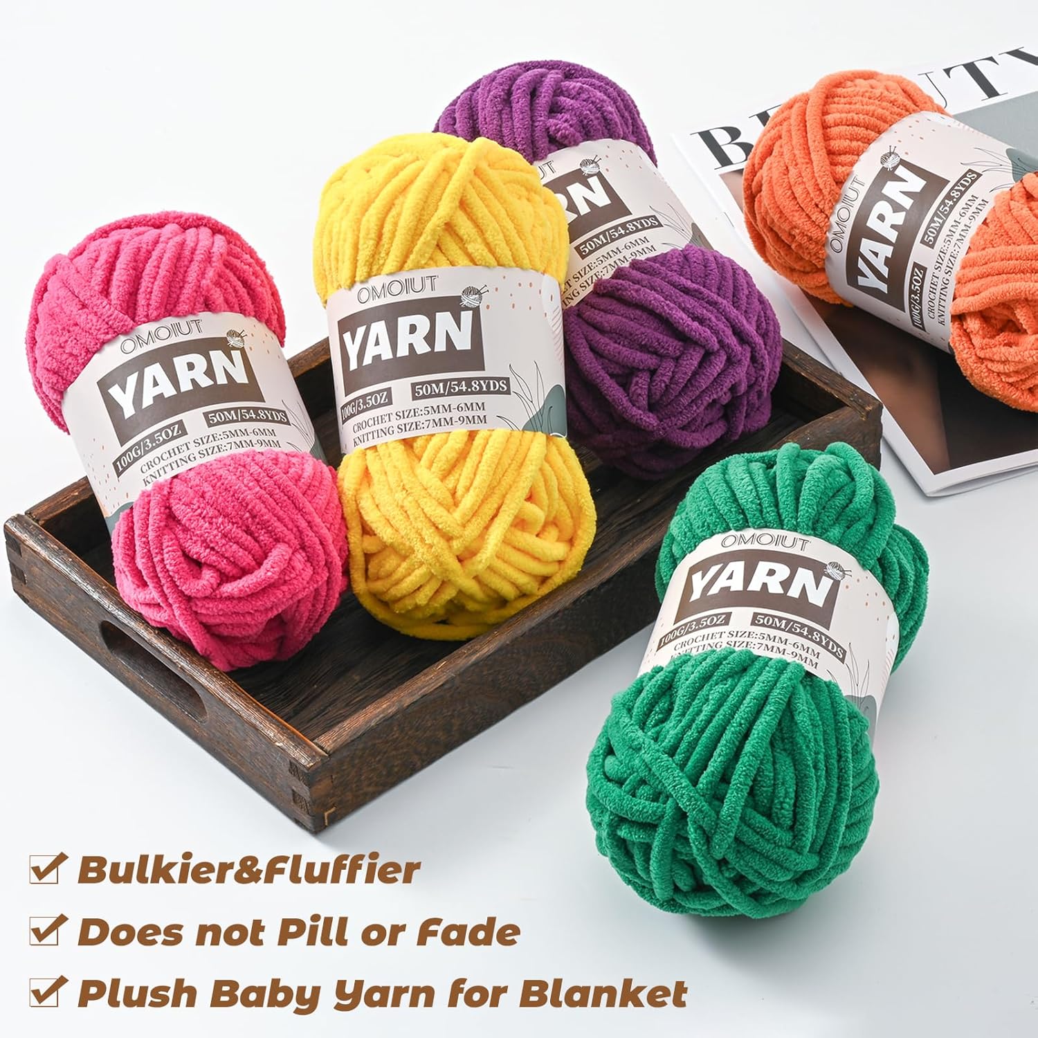 20 Pack Bulky Velvet Chenille Yarn, Baby Yarn for Crocheting Soft Blanket, 2000g(1094yds) Chunky Crochet Yarn, Thick Multicolor Yarn for Crocheting Amigurumi, Crafts, Home Decor B