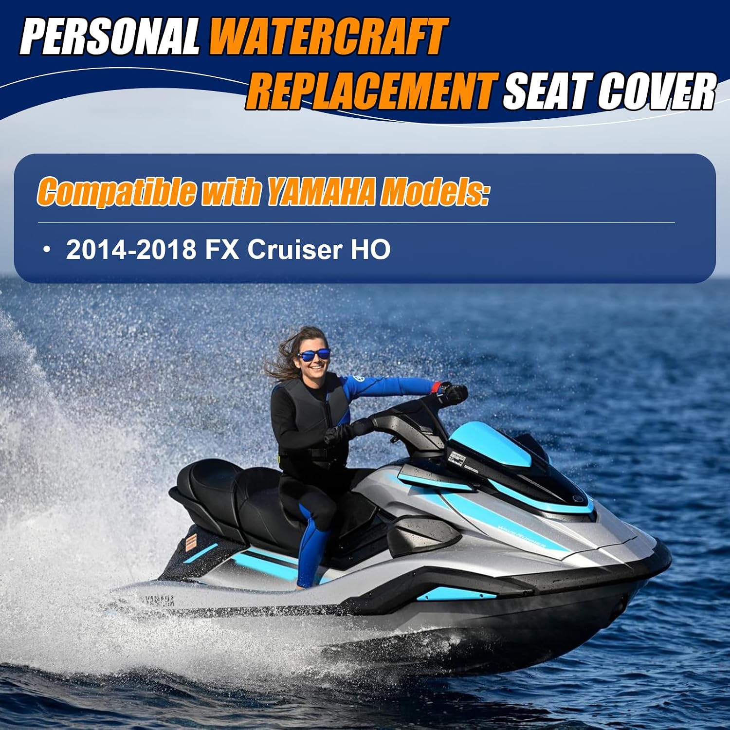 Seat Cover Replacement for 2014-2018 Yamaha FX Cruiser HO/SVHO/SHO/Limited SVHO, Custom Fit Leather Seat Protection