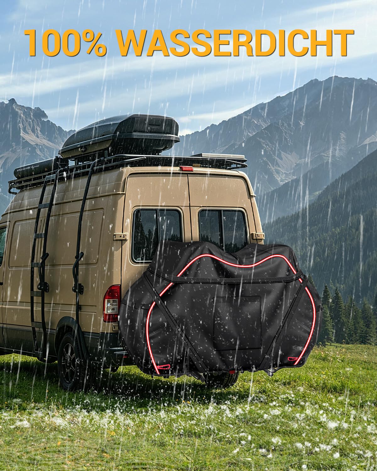 900D Série Housse de Vélo pour 2 Vélos | Résistant aux déchirures, pour porte-bagages arrière, imperméable, avec sac de signalisation