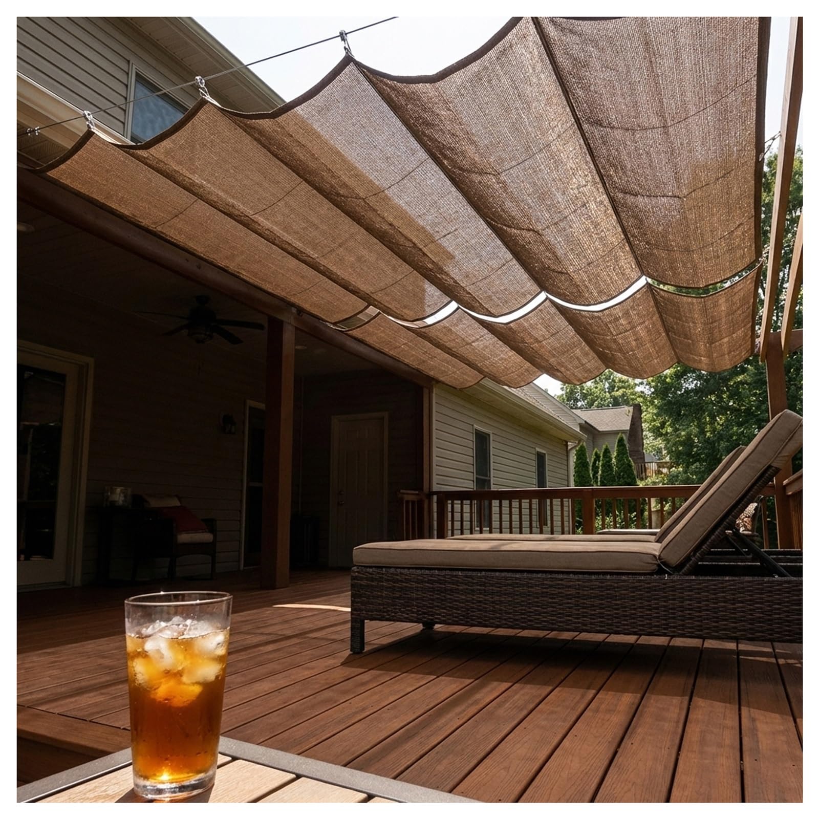 Toldo Vela de Sombra Retráctil,Red de Sombra,Vela de SombraExterior, Retráctil Ondulada Velade Sombras, Techo corredizo de toldo for Terraza, Jardín, Patio y Balcón(W1.8*L4m/W5.90*L13.12ft)