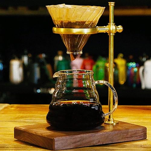 Miniatura 2 de Almacenamiento de cocina para verter sobre el gotero de café, filtro de soporte de 25 × 18 × 8 de latón de madera para café