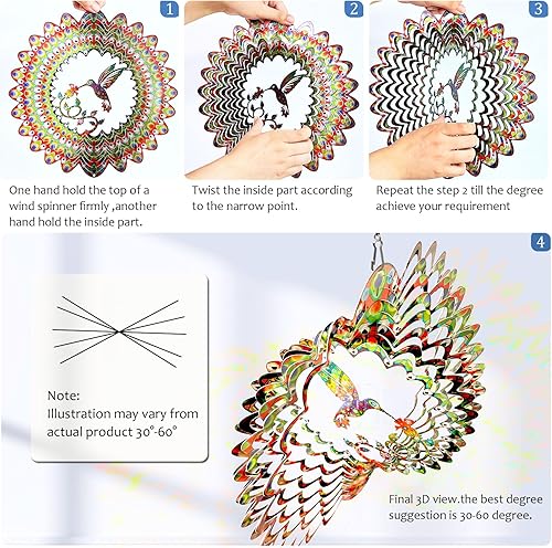 Miniatura 7 de Molinillos de viento para exteriores, regalo de mariposa para mujeresmadreunisexNavidad, 12 pulgadas, acero inoxidable 3D, molinillo de viento