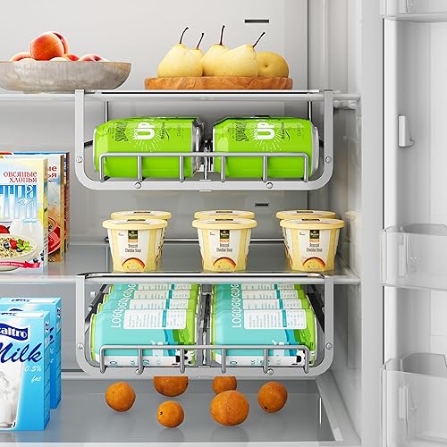 Organizador de latas de soda colgante para refrigerador, estante de almacenamiento de bebidas de acero inoxidable, dispensador de latas de cerveza,