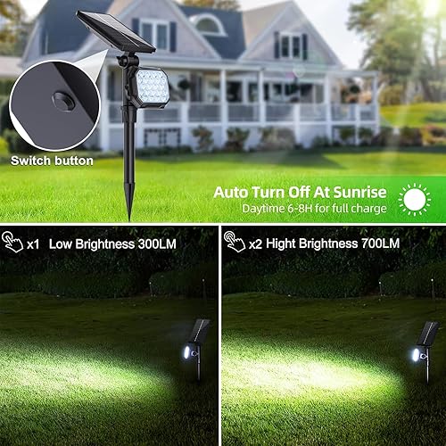 Miniatura 5 de JSOT Luces solares impermeables para exteriores, luces que cambian de color en el exterior, foco alimentado por energía solar, iluminación de