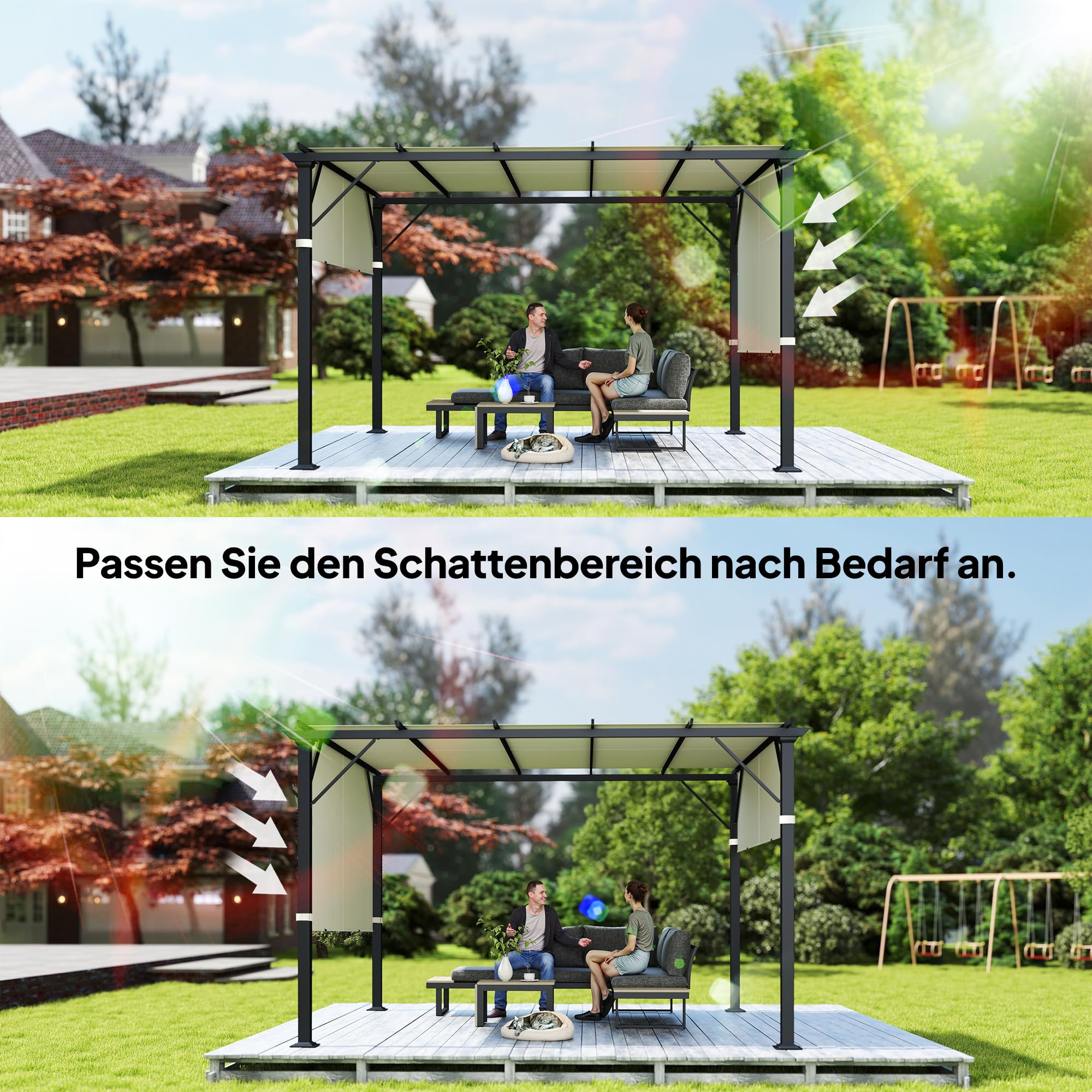 Outsunny Ersatzdach für Pergola 488 x 122 cm mit UV-Schutz, Sonnensegel für Terrassenüberdachung, Ersatz-Dachplane für 3 x 3 m Pavillon