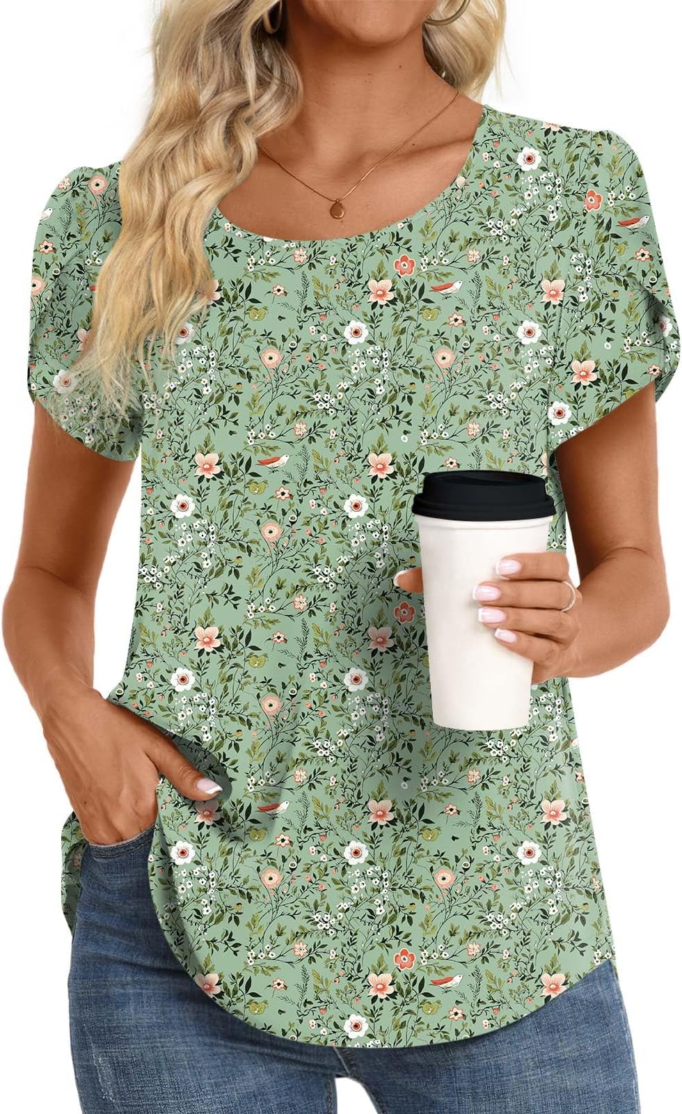 HOTGIFTWomen Tops 2025 Summer Short Sleeve Chiffon T Shirts Blouse M-3XL