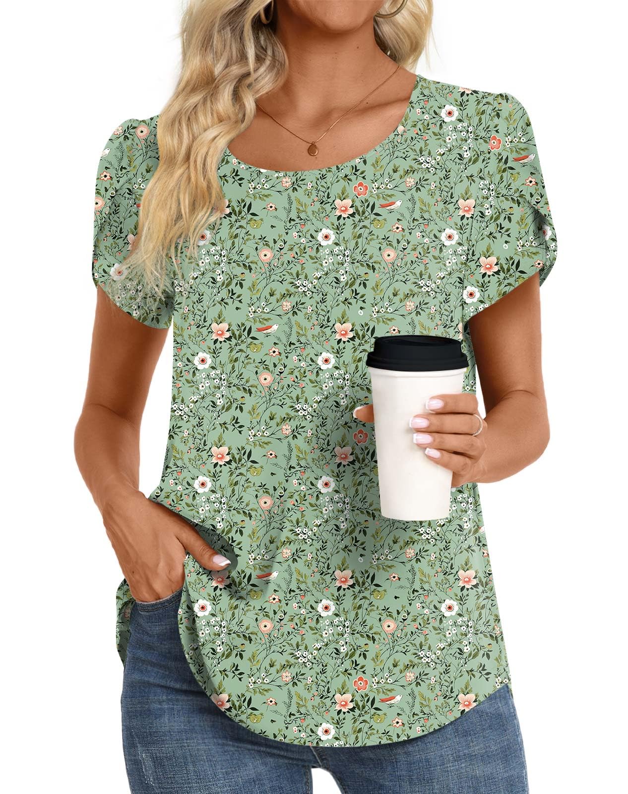 HOTGIFT Women Tops 2025 Summer Short Sleeve Chiffon T Shirts Blouse M-3XL