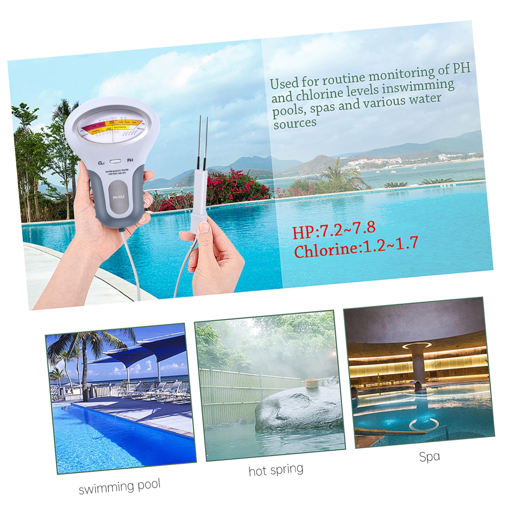 Lot De 4 Testeurs De Ph Pour Piscine En Abs Grand Écran Facile À Utiliser