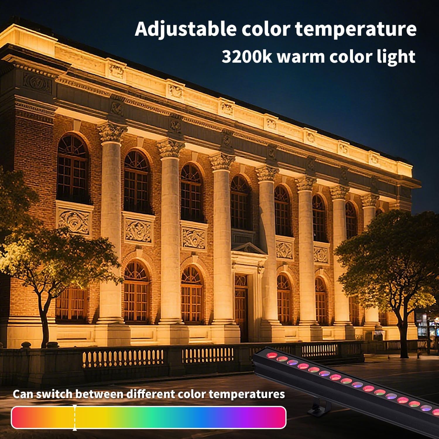 2 Pack RGBW Wall Washer Light 100W Outdoor LED Lights, IP67 Waterproof Landscape Linear Lighting, 2000Lm 85-265V Wall Light Bar with Remote Control & Dimmable For Commercial Building Facade(Plug in)
