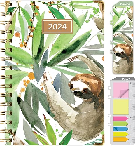 Agenda 2024 de tapa dura (noviembre de 2023 a diciembre de 2024) Agenda diaria, semanal, mensual y anual, de 5.5 x 8 pulgadas, marcapáginas, carpeta