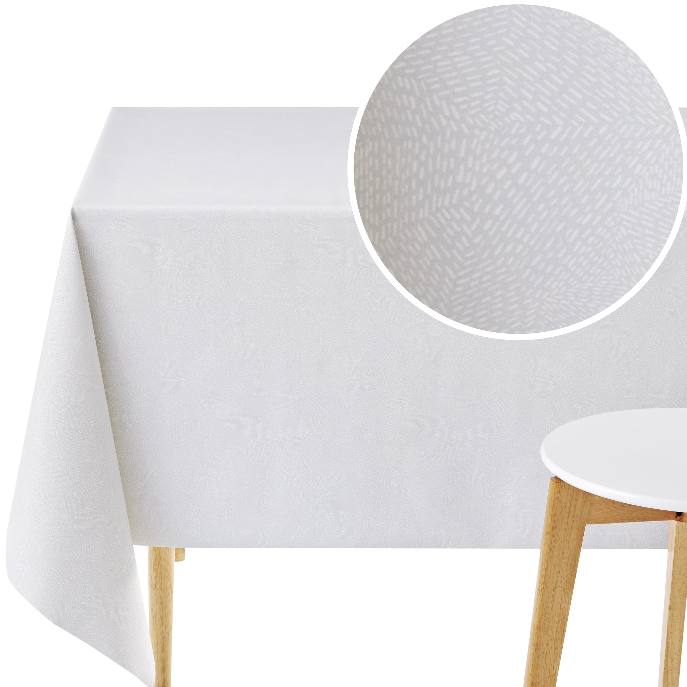 KP HOME PVC Wipe Clean Tablecloth - Rectangle Oilcloth 98 X 55 in | 250 X 140 cm - Minimalistic Dash Lines Plastic Table Clothes Waterproof - Dinning Table Cover Wipeable in Classic Grey