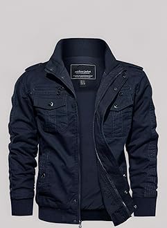 EKLENTSON Men's Casual Cotton Military Bomber Jacket Winter Outerwear Windbreaker Cargo Jacket Multi Pockets