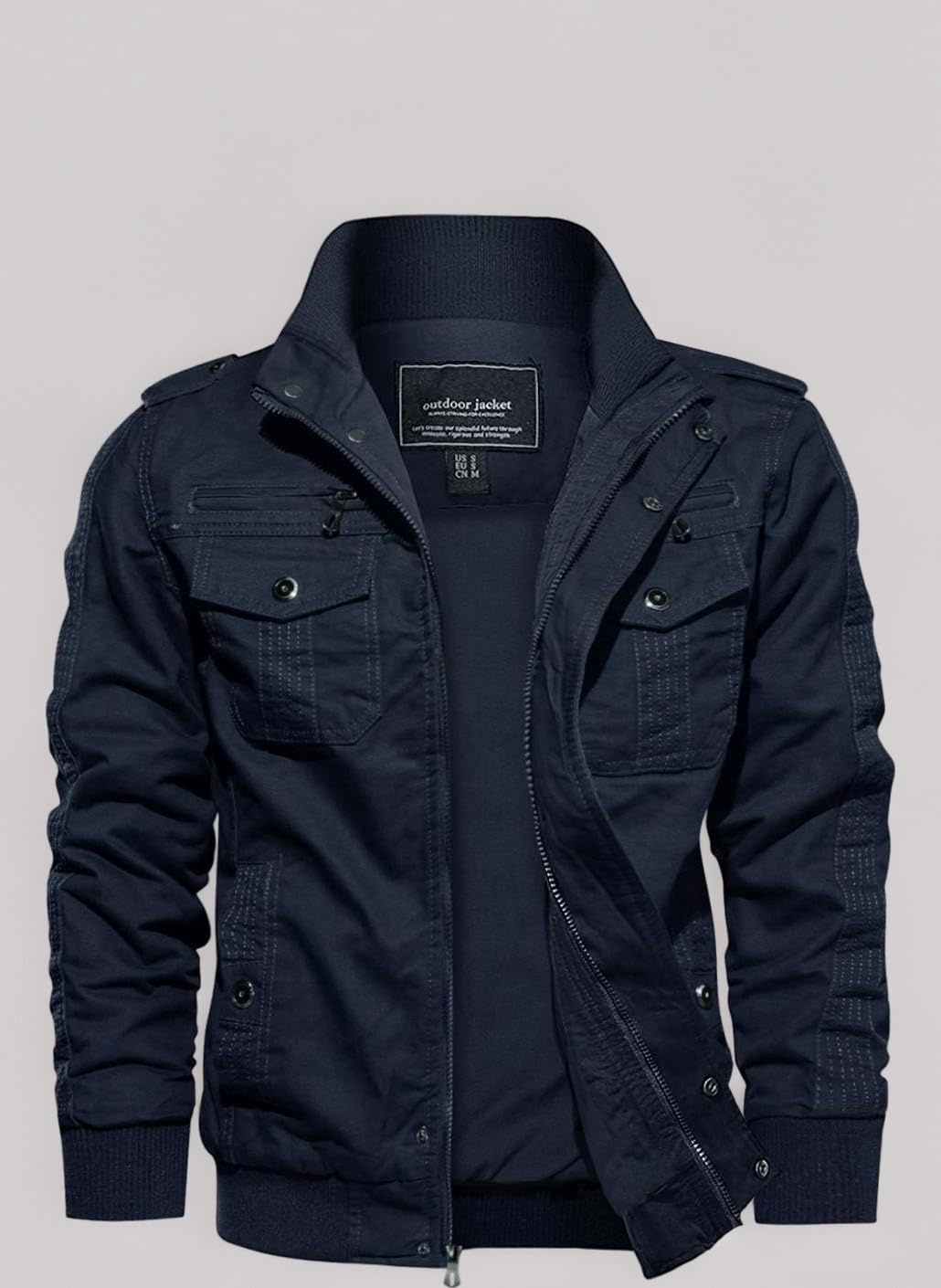 – Men's Casual Cotton Military Bomber Jacket Winter Outerwear Windbreaker Cargo Jacket Multi Pockets