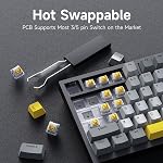 Ajazz AK820 75% Clavier de jeu mécanique filé avec le bouton de volume, crémeux silencieux sur mesure joint à clavier, chaud swappable 3/5 épingle, Sud-Façage RGB, PBT Captures-clés pour PC Jeu Mac
