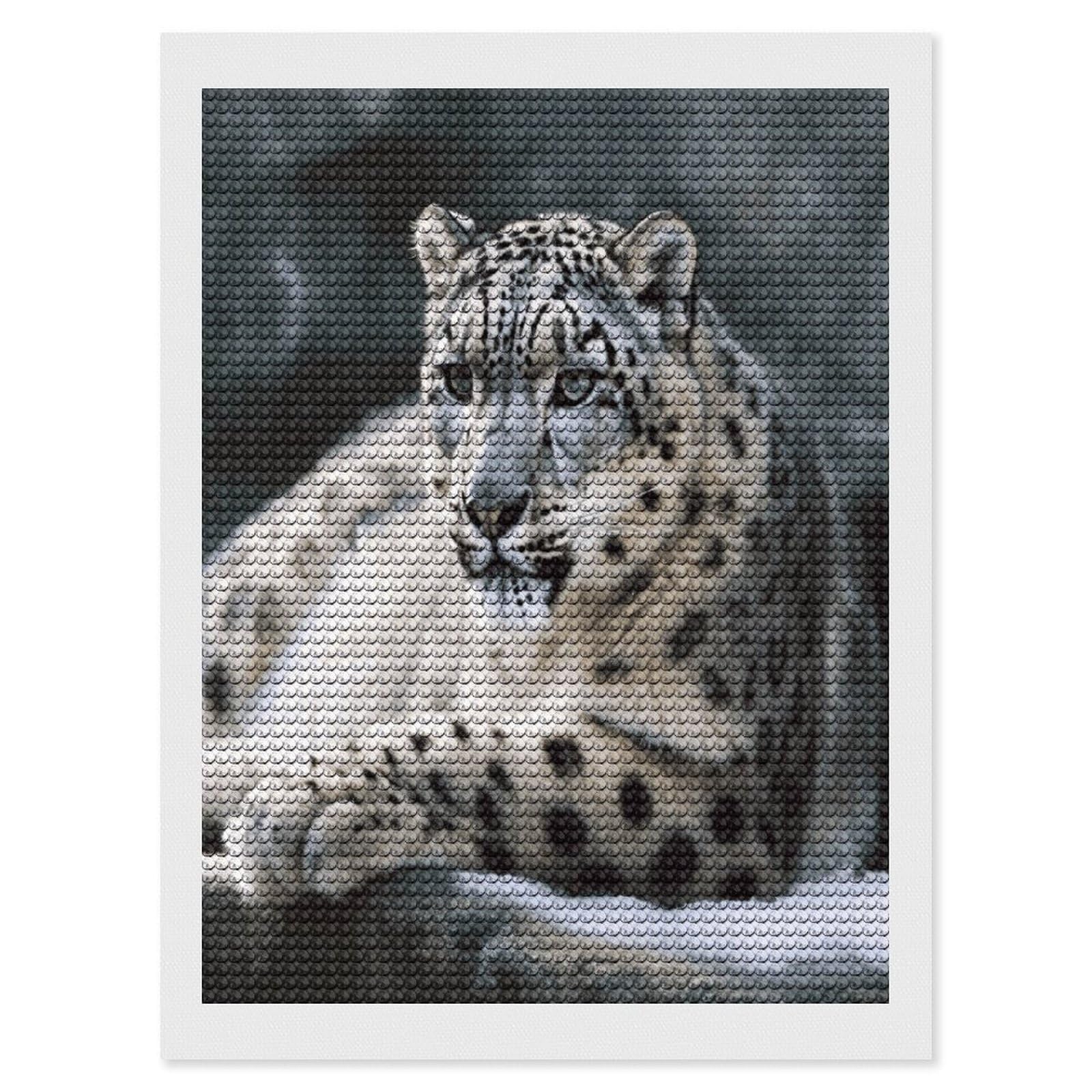 FekiLoot Diamond Art Kits for Adults, DIY 5D Snow Leopard Diamond Painting Kits for Beginners, Full Round Drill Diamond Dots Painting Gem Art Crafts for Home Wall Decor & Gift 12"x16"