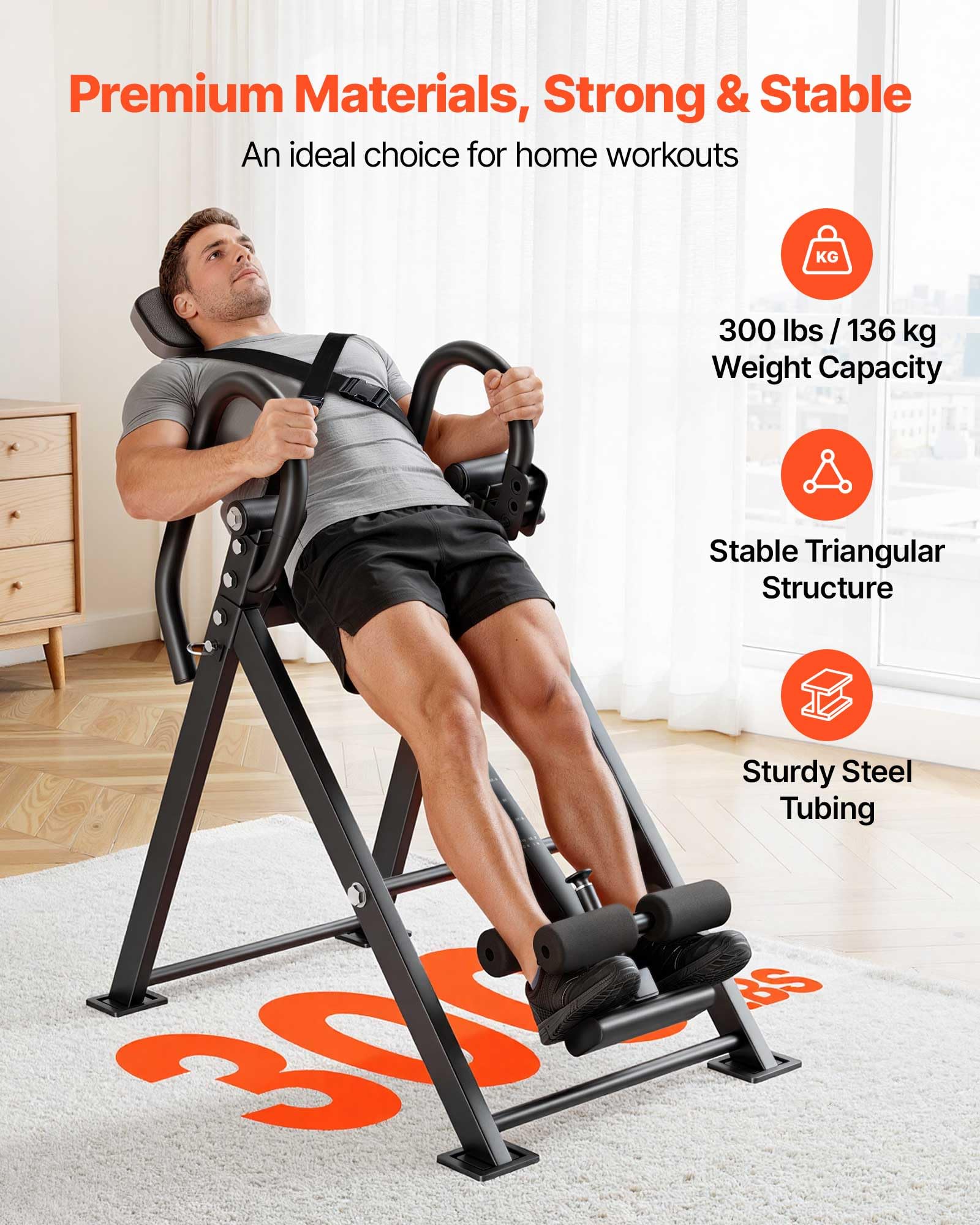 VEVOR Table d'Inversion Pliable, Banc d'Inversion Capacité de Charge de 136 kg, Décompression pour Cou Dos Salle de Sport Domicile, Appareil d'Étirement de Dos à Angle d'Inclinaison Réglable