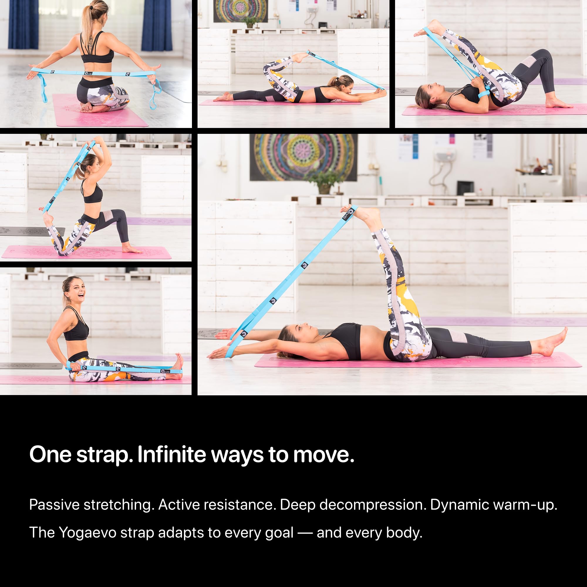 Banda de ejercicio con bucles para terapia física, yoga, ejercicio y flexibilidad, banda elástica de fitness + instrucciones de ejercicio y bolsa de transporte (azul elástico)