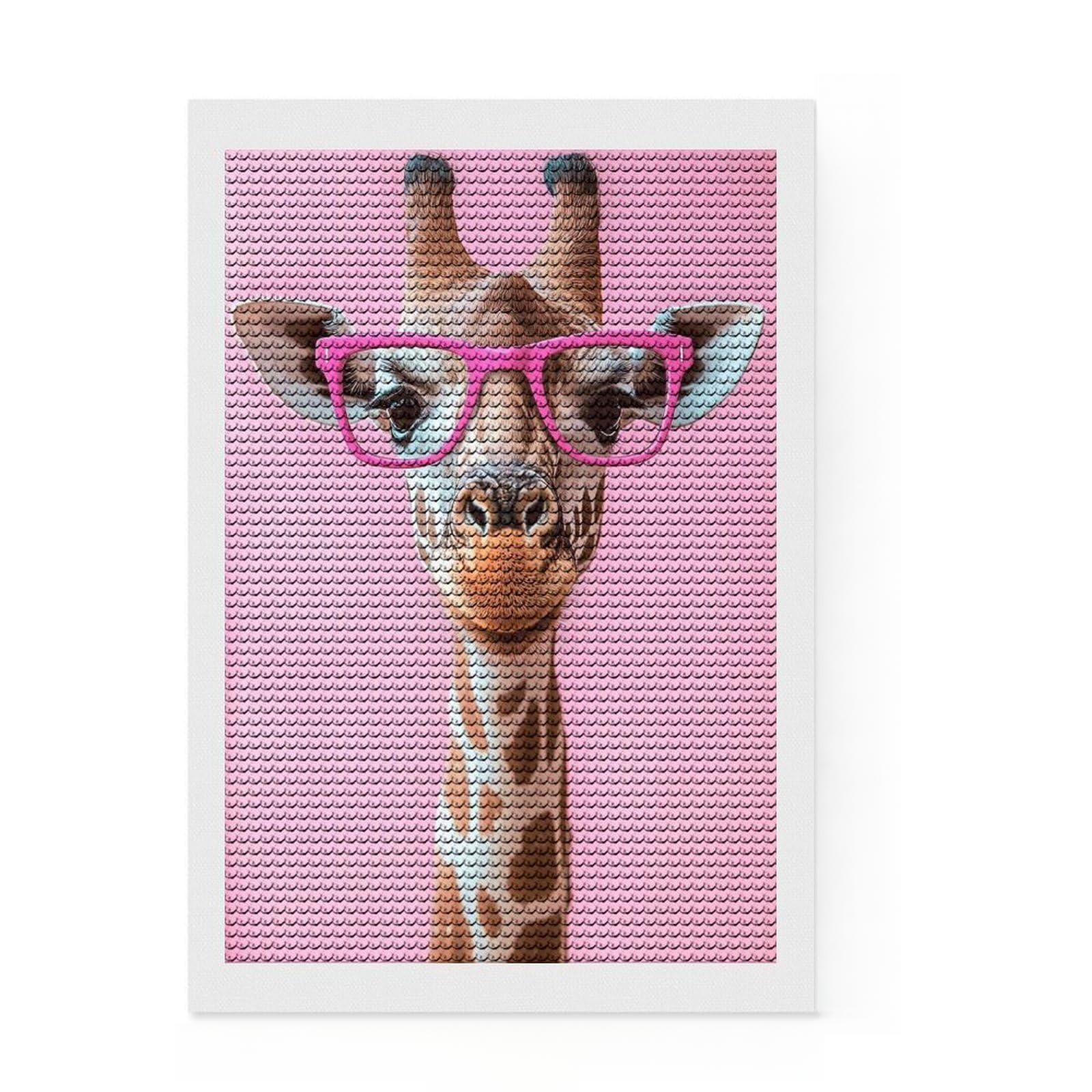 Junmoney Giraffe Print Full Drill Diamond Painting Kit 8"x12", for Adults, Boho Decor, with Tool Kit, Artistic Hobby, Aesthetic Room Decor