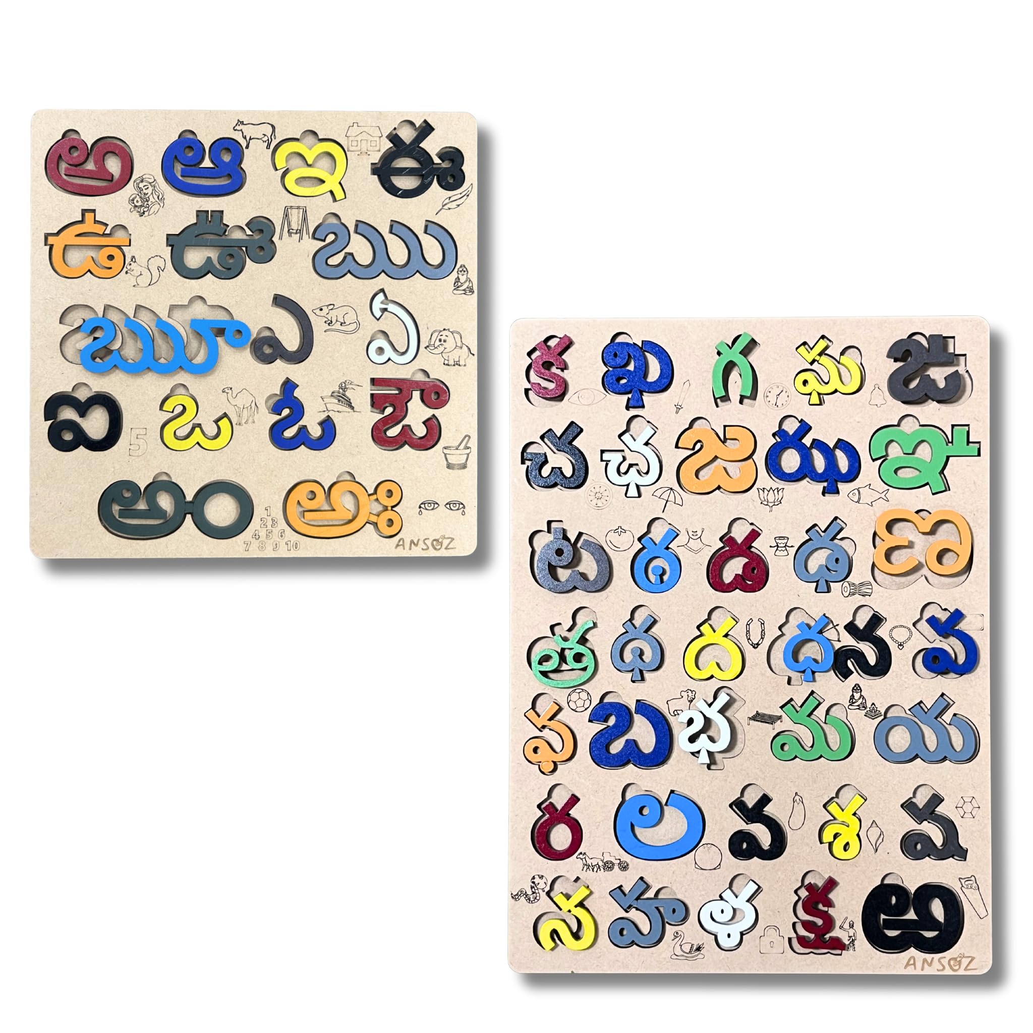 Ansoz Telugu Alphabet Puzzle Combo: | Wooden Vowel & Consonant | Wooden Puzzle Boards - Fun & Educational Learning for Kids | Telugu Language Learning Board & Colorful Telugu Alphabet Board | (B0DDQ8J6TV) Amazon Price History, Amazon Price Tracker