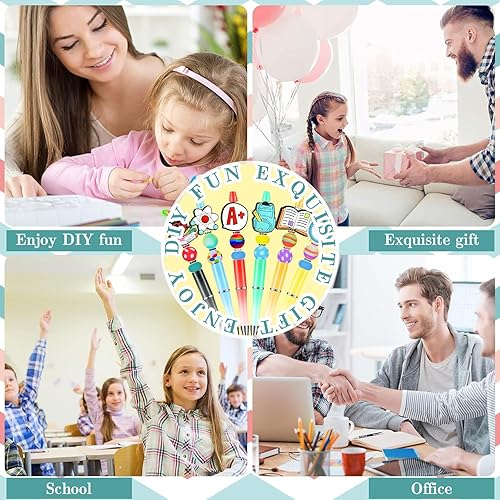 Miniatura 6 de 12 bolígrafos con cuentas a granel con cuentas de silicona coloridas para hacer bolígrafos, kit de escritura suave con cuentas para mujeres, niños,