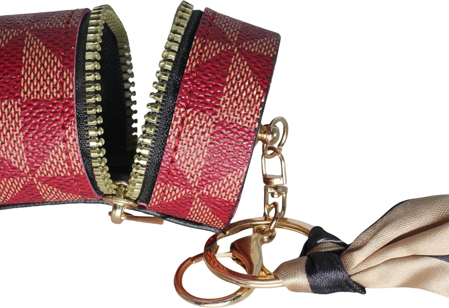 Lipstick storage bag, nail polish lip gloss storage box, with key chain decorative belt, can be hung on the women's bag, red