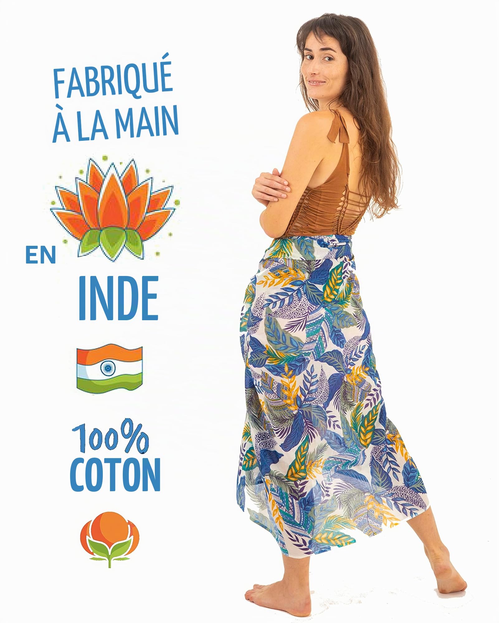Mandala Life ART Sarong, paréo, bikini couvrant, serviette de plage, jupe enveloppante, châle, écharpe écharpe – Rayon de haute qualité – Doux et léger