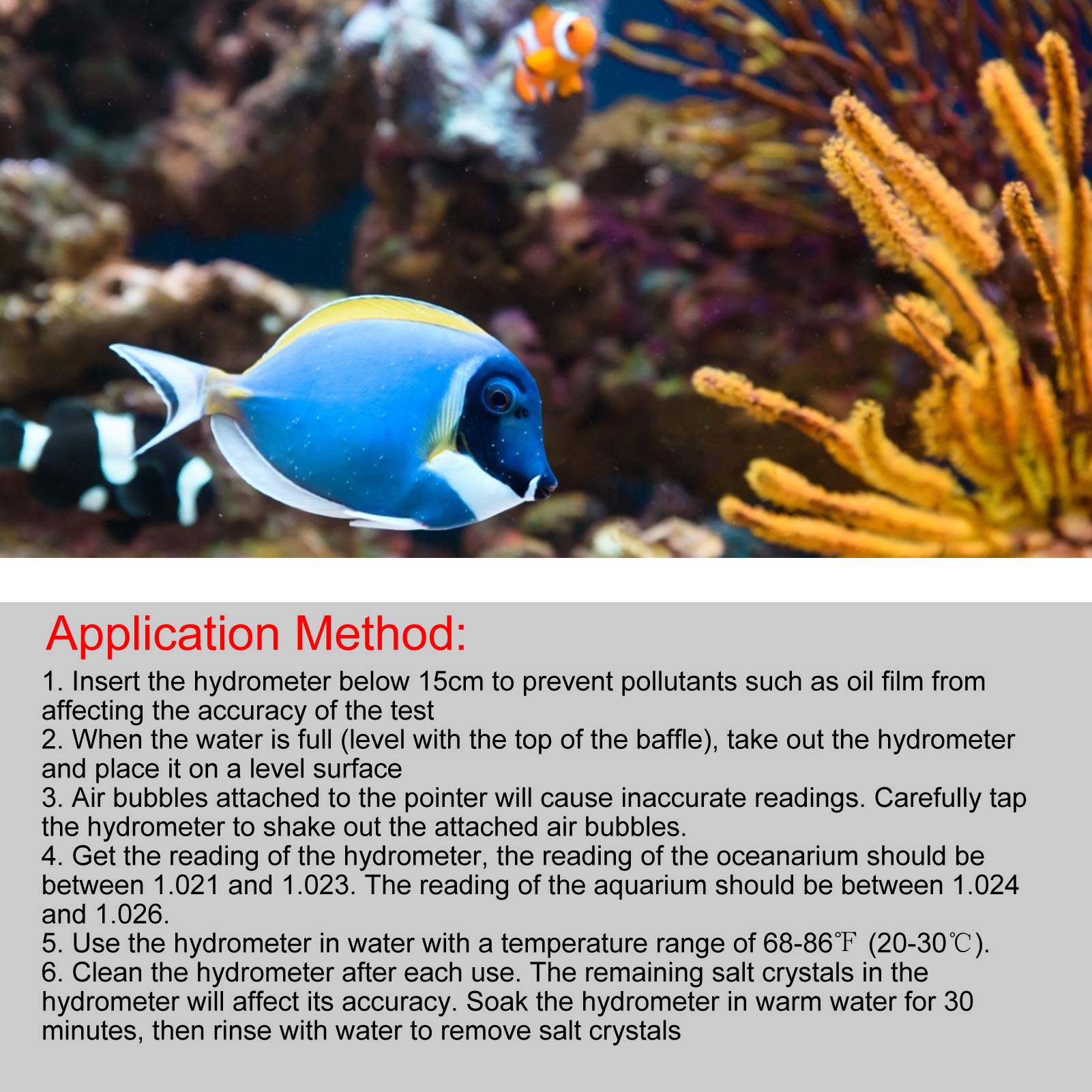 Medidor de salinidad marina preciso para acuario de salinidad para prueba de gravedad específica para acuario, Hd-t-h008
