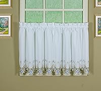 Vista 16 de Today's Curtain Verona - Nivel de bordado inverso, 36 pulgadas, crudo/rosa, 60 pulgadas de ancho x 36 pulgadas de largo