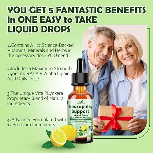 Miniatura 4 de Suplementos de neuropatía gotas líquidas, ácido R-alfa lipoico estabilizado avanzado 17 en 1 (R-ALA) con acetil L-carnitina vitamina complejo B