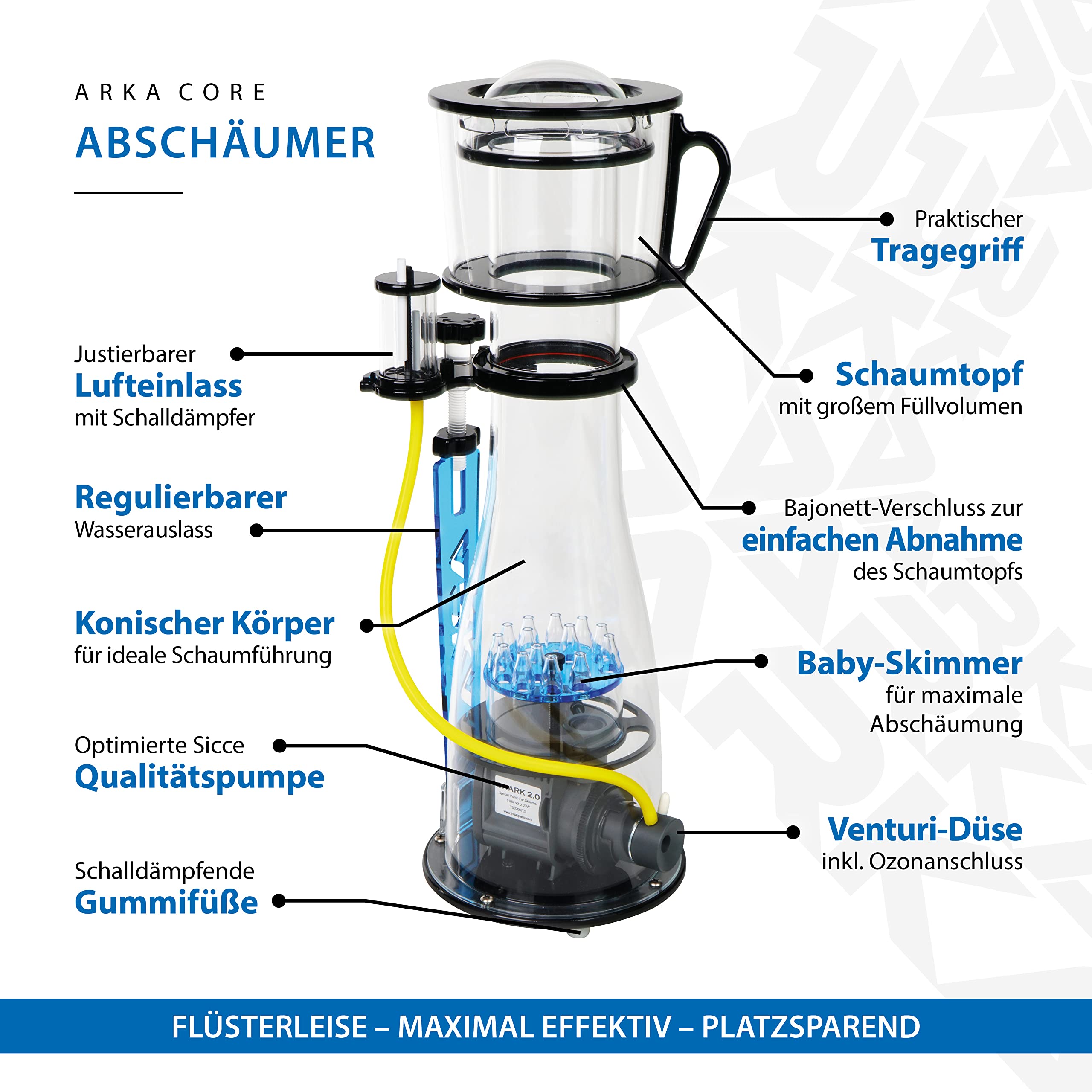 DOSNTO Arka Core - Espumador de Alta eficiencia para Cualquier Acuario de Agua de mar, Varios Modelos (hasta 1000 L)