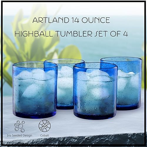 Miniatura 2 de Vasos Artland Iris, dobles y anticuados, color ámbar (4 unidades), Vidrio DOF, Azul (Cobalt Blue)