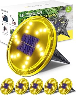 NFESOLAR Solar Outdoor Lights Waterproofwith 18 LEDs, 6 Pack Solar Ground Lights, Bright Solar Pathway Lights for Yard Garden Patio Lawn Walkway Driveway (Warm)