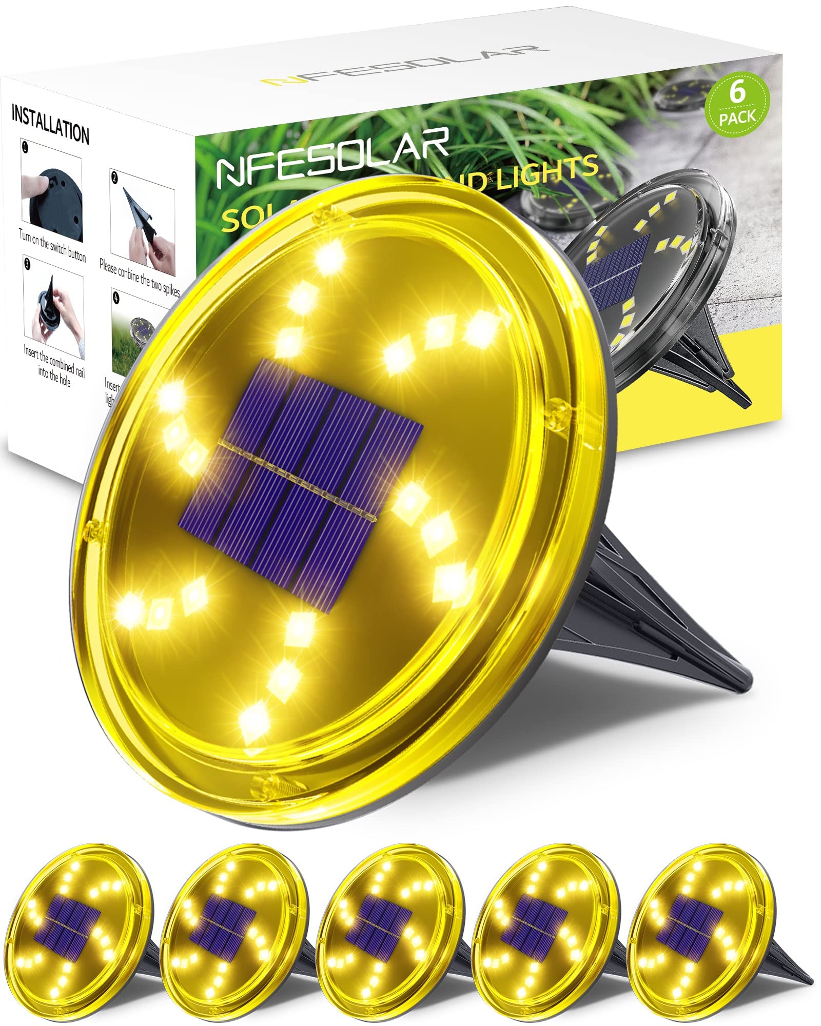 NFESOLAR8 Pack Blue Solar Ground Lights & 6 Pack Solar Ground Lights Outdoor Waterproof