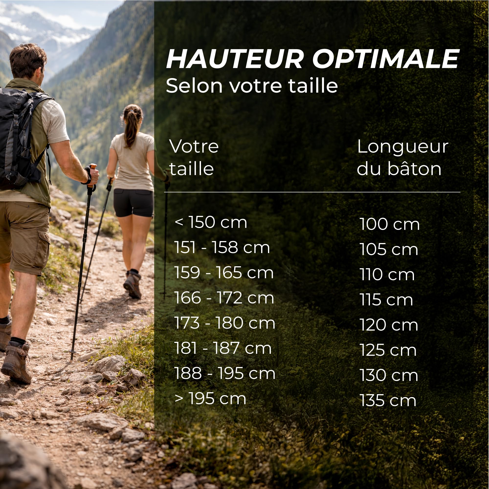 Bâtons de Randonnée - Bâton de Marche Télescopique | Marche Nordique · Homme & Femme · Poignée Liège Naturel · Ultra Léger · Réglable · Accessoires Randonnée