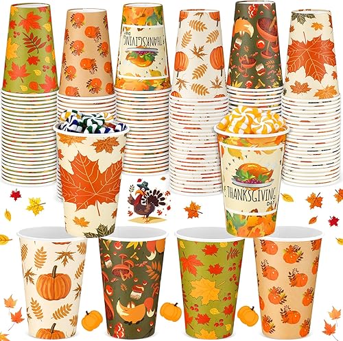 300 vasos de papel desechables de 12 onzas, tazas de café a granel para beber dulces, galletas y pequeños aperitivos, niños y adultos, decoración de