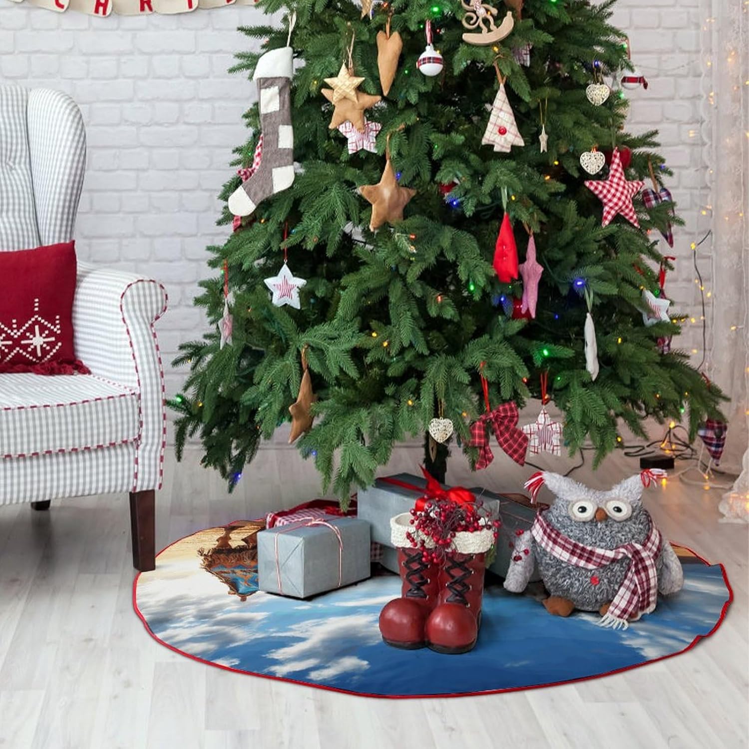 Christmas Tree SkirtCamel Skyclassic Fashion Tree Skirt Painted Multifunctional Christmas Tree Skirt