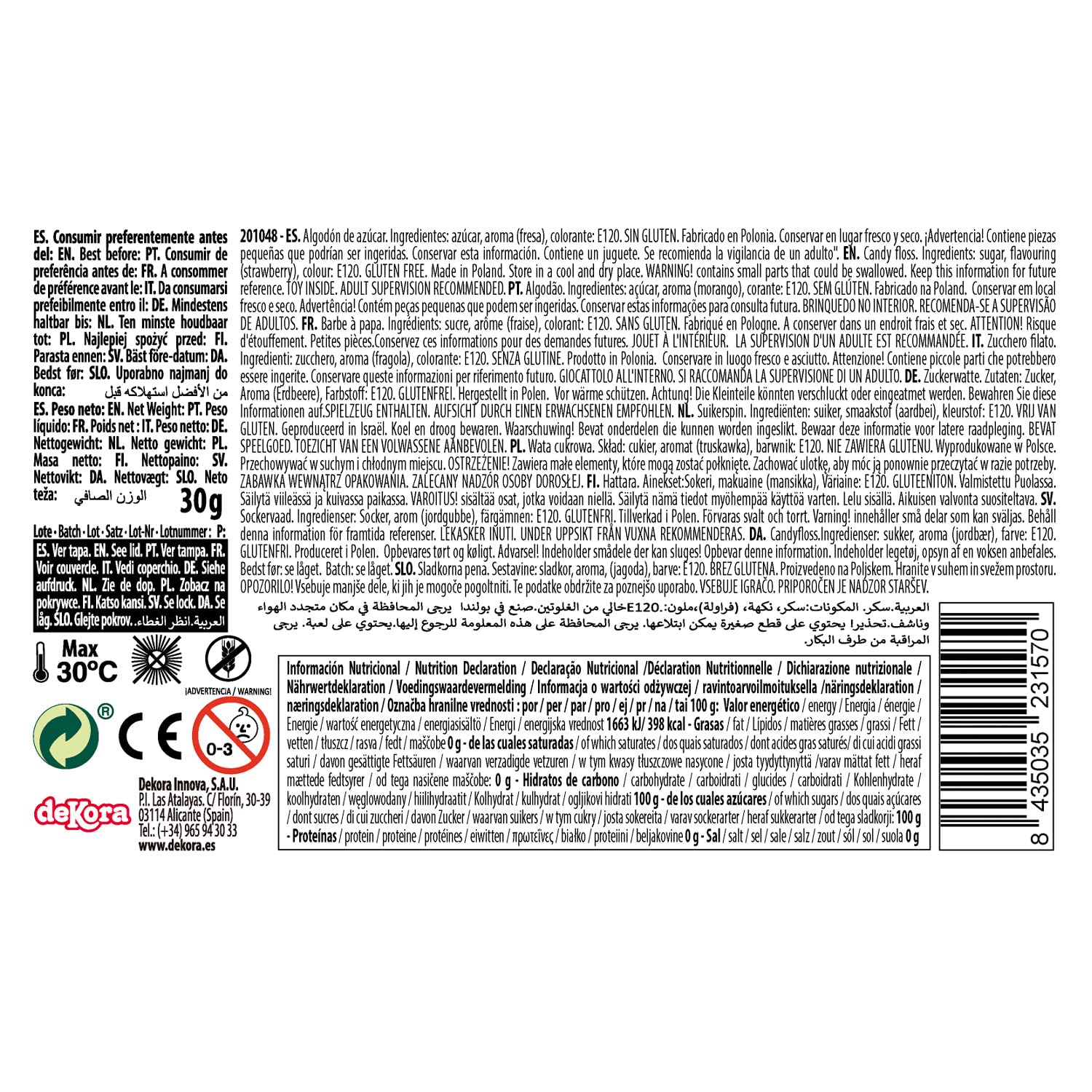 Dekora - Barbe à Papa Licorne | Barbe à Papa Rose Goût Fraise - Pot de 30 g