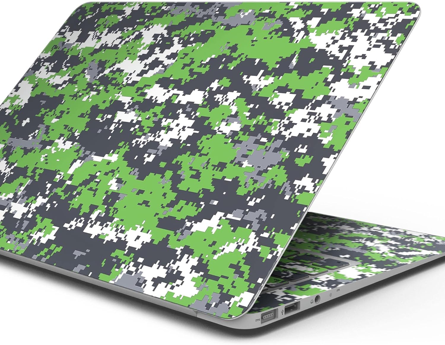 DesignSkinz - Lime Green and White Digital Camouflage - Full-Body Wrap Protective Decal Skin Kit Compatible with MacBook 16" Pro M1 (A2485)