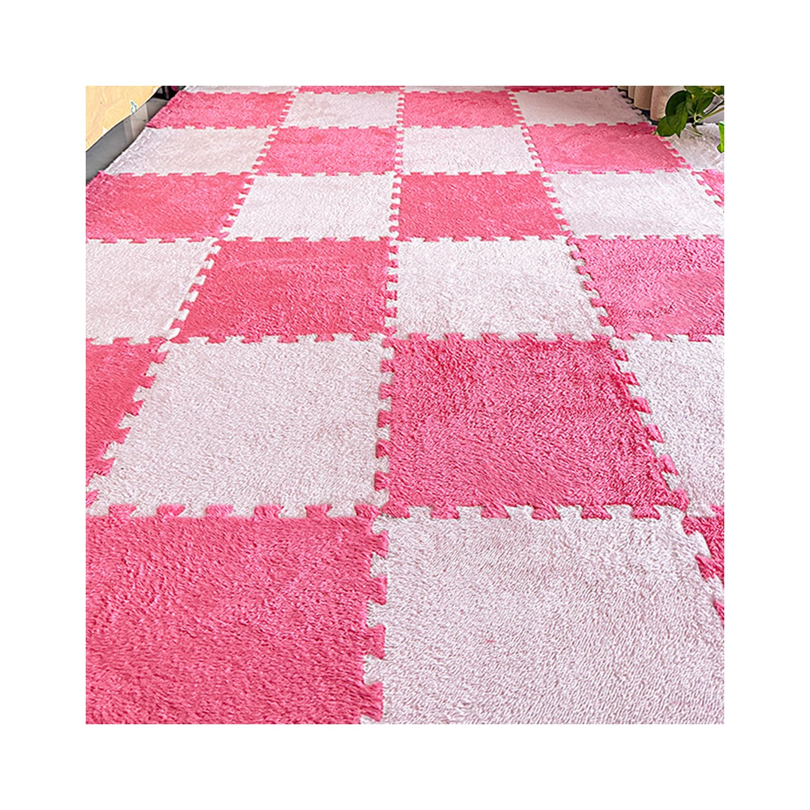 Dywan Puzzle z pianki Płytki podłogowe 10 sztuk EVA Grubość 1,2 cm Antypoślizgowa do domu Pokoju Dziecięcego Wystrój pokoju zabaw-Różowy+Różowy|| 60 x 60 cm / 24 x 24 cale