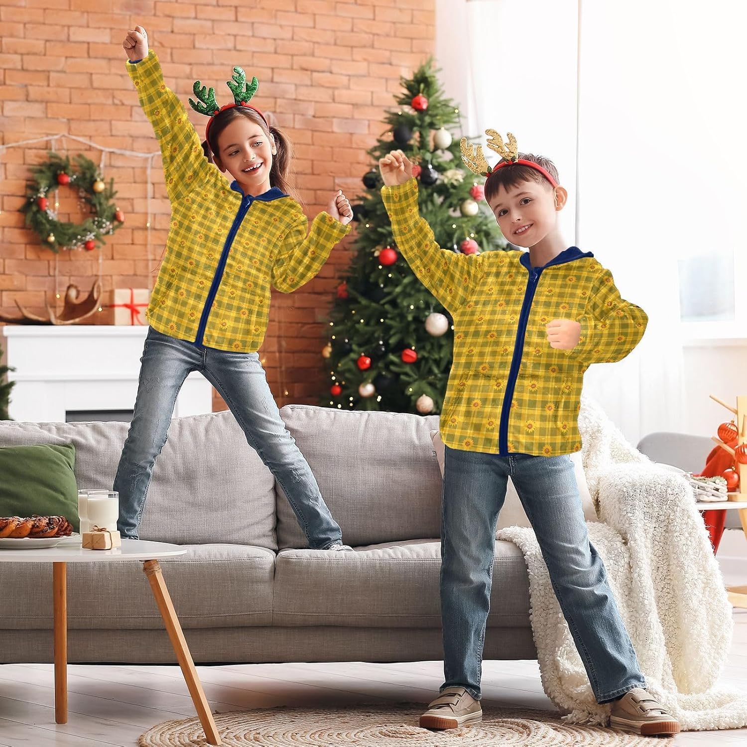 Sunflower Plaid Toddler Fleece Jacket Plush Lined Baby Coat Boys Fall 3T