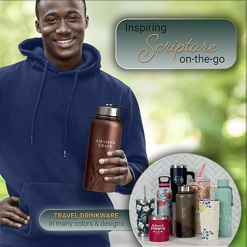 Miniatura 6 de Christian Art Gifts Large Stainless Steel Double Wall Vacuum Sealed Insulated Scripture Water Bottle for Men & Women Amazing Grace, Crown of Thorns