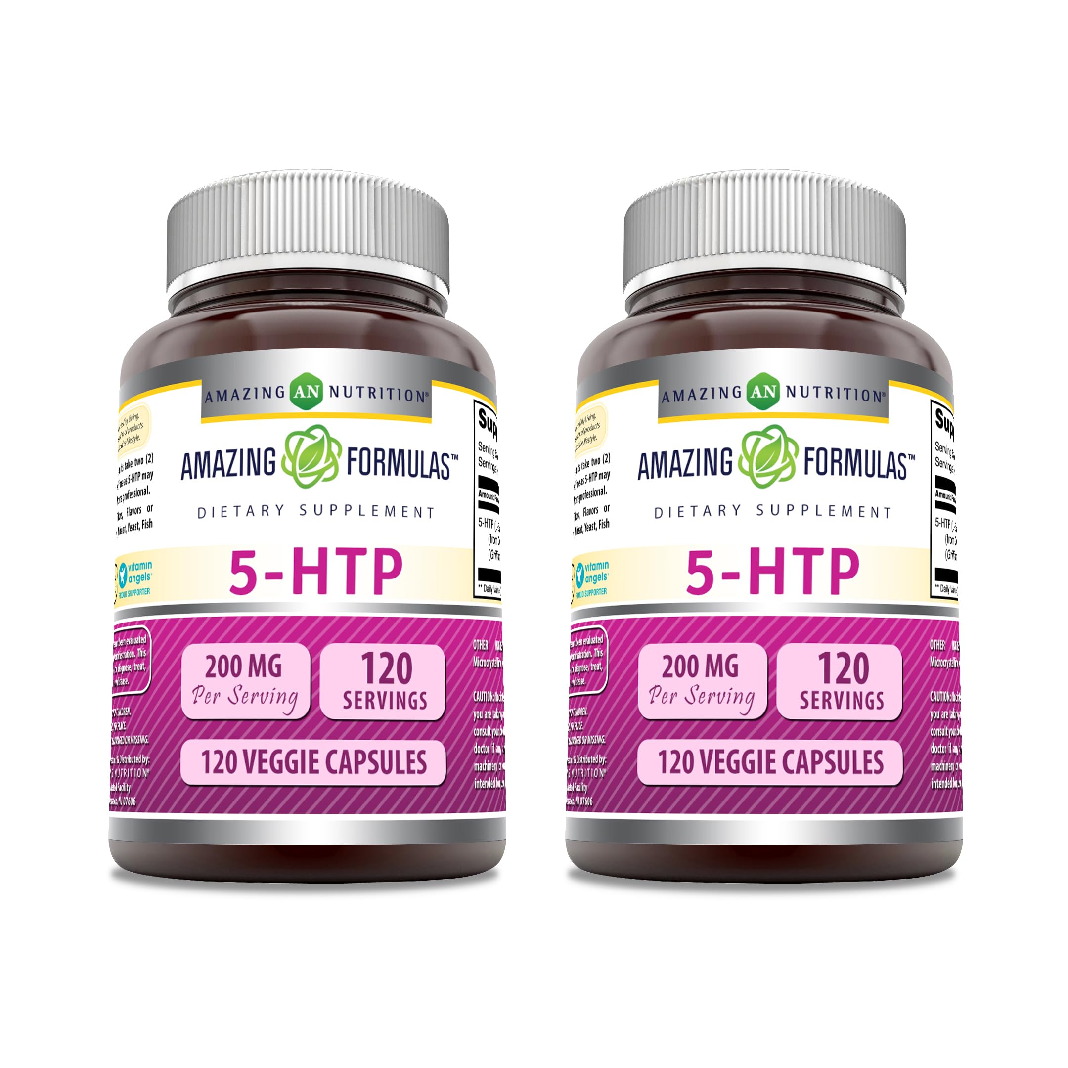 Amazing Formulas 5 HTP (L-5-Hydroxytryptophan) Supplement | 200 Mg per Serving | Veggie Capsules | Non-GMO | Gluten-Free | Made in USA (2 Pack, 120 Count) 120 Count 240 Count (Pack of 1)
