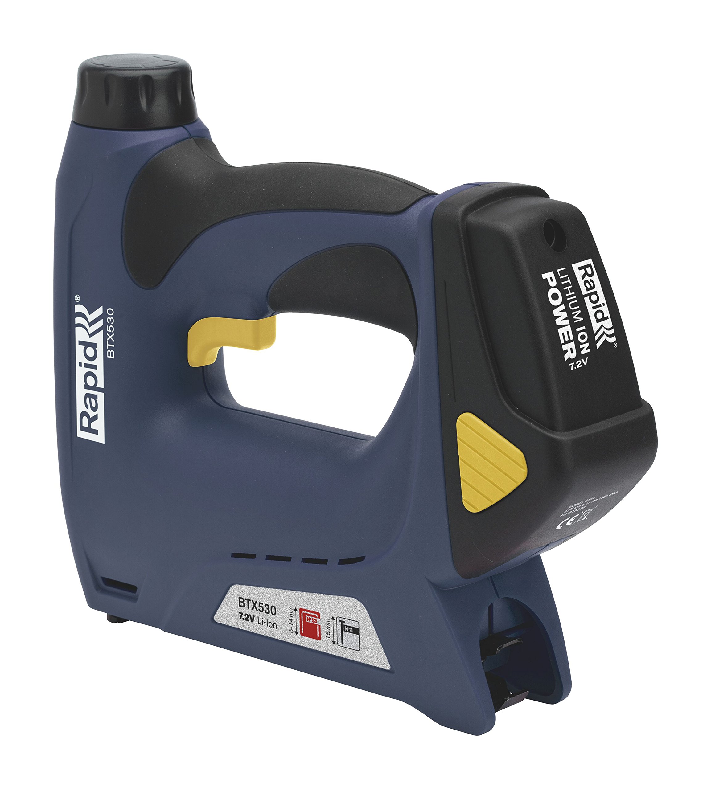 Rapid Akku‑Tacker BTX530 - 7,2 V Li‑Ion Akkutacker für Feindrahtklammern Typ 53 (6-14 mm) & Nägel Typ 8 (18Ga, 15 mm) - Für Polstern, Möbel, Holz & Heimwerken